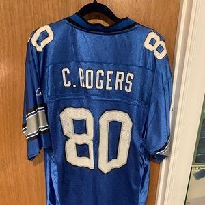 Reebok Authentic Detroit Lions Carlos Rodgers Throwback NFL Jersey - Blue Medium